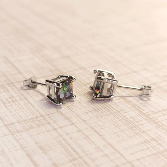 Mystic Gemstone Square Stud Earrings - Picture 4 of 8